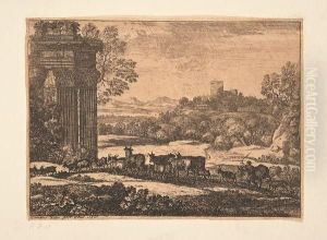 Le Troupeau En Marche Par Un Temps Orageux by Claude Lorrain (Claude Gellee)