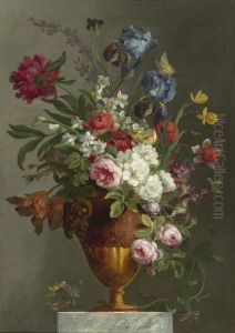 Flowers In A Vase. by Louis Joseph Le Lorrain