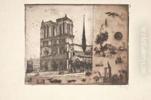 Notre Dame De Paris Et Les Quais by Georges Le Meilleur
