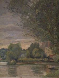 Paysage Et Fille A La Barque by Georges Le Meilleur
