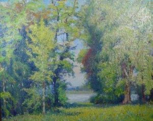 Les Rives De La Seine Pres Des Andelysen Automne by Georges Le Meilleur