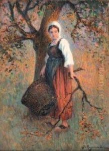 Les Rives De La Seine Pres Des Andelys Enautomne by Georges Le Meilleur