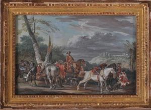 Cavalry At Rest by Jean-Baptiste Le Paon