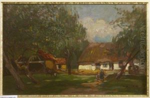 Cour De Ferme A Dancourt by Alfred Marie Le Petit
