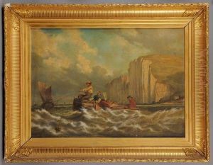 La Peche Pres Des Falaises. by Eugene Lepoittevin