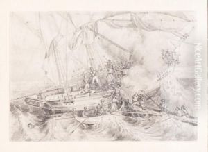 L'assaut Des Pirates by Eugene Lepoittevin
