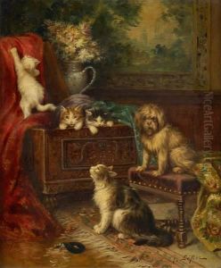 Jeux De Chats Et Chien by Joseph Francois Le Roy