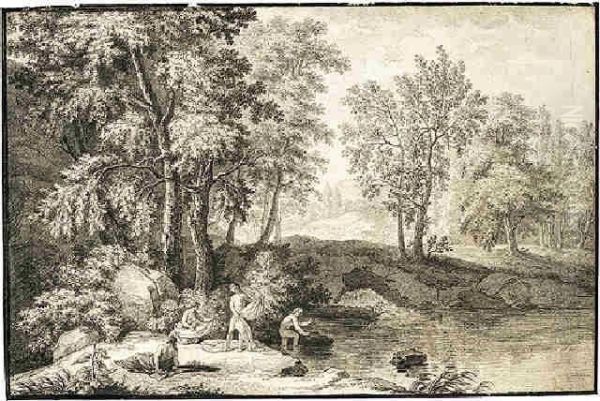 Bathers In A Woody Landscape - view 1