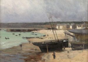 Bord De Mer Anime by Gustave Edouard Le Senechal De Kerdreoret