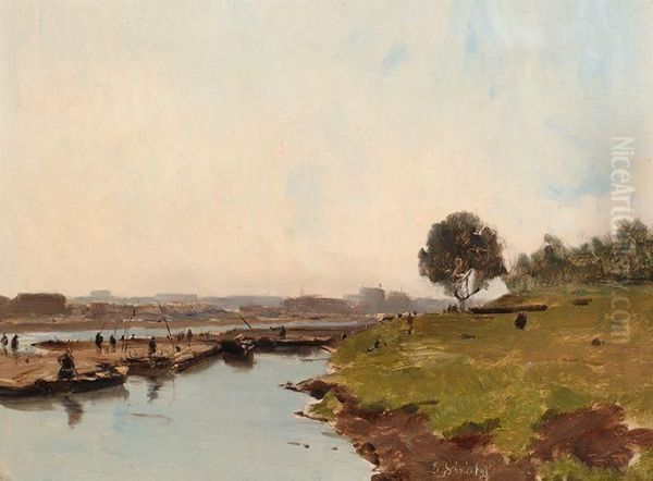 Activity By A Riverbank - view 1