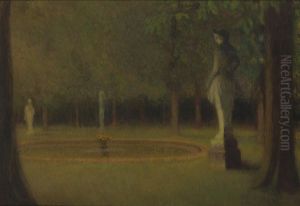 Les Statues Dans Le Parc De Versailles by Henri Eugene Augustin Le Sidaner