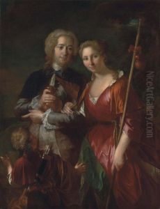 Double Portrait Of A Lady And Gentleman by Pierre Etienne Le Sueur