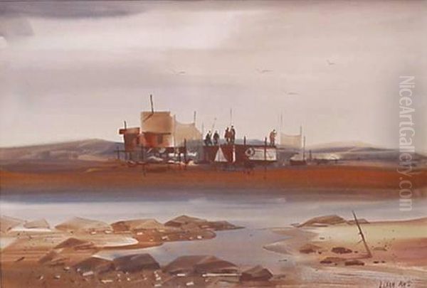 Fisherman By A Lake - view 1
