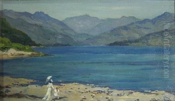 Lake Scene With Figures - view 1