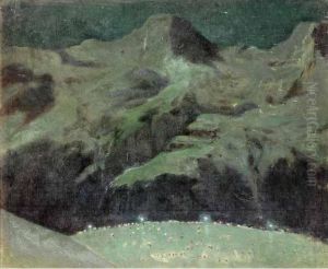 The Mountains At Dusk by Benjamin Eastlake Leader
