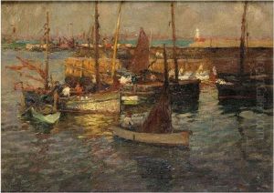 Newlyn Harbour by Benjamin Eastlake Leader