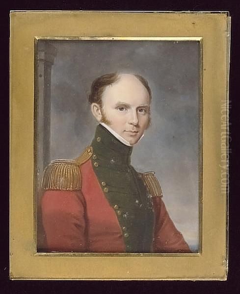 An Officer, Wearing Scarlet Coat With Dark Green Epaulettes And Gold Epaulettes - view 1