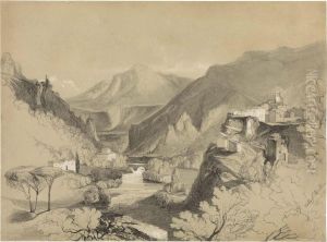 A View Of The Valley Of The Nera, Near Rome by Edward Lear