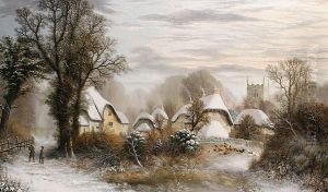 Wintry Village Scene by Charles Leaver