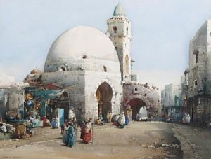 Street Sellers Before A Mosque