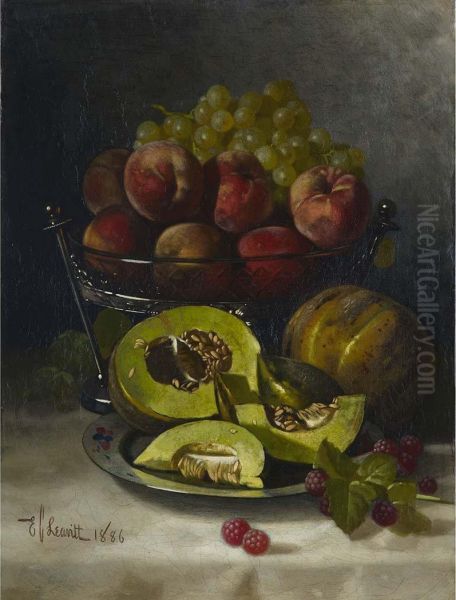 Still Life With Peaches, Melons And Grapes by Edward Chalmers Leavitt