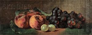 Still Life With Peaches And Grapes by Edward Chalmers Leavitt