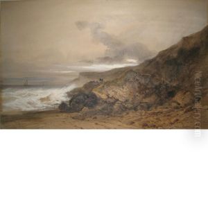 Stormy Day Along The Coast by Hippolyte Gabriel Lebas