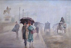 Temps De Pluie Sur Le Pont-neuf A Paris by Leonie Lebas