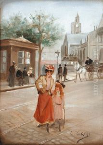 Elegante Et Fillette Au Cerceau