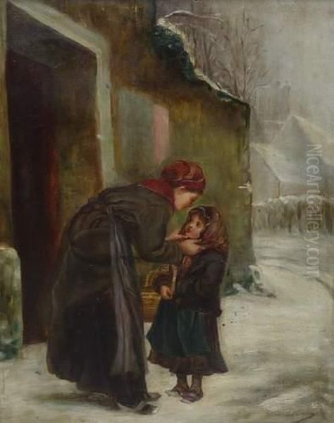 Femme Et Fillette Par Temps De Neige - view 1
