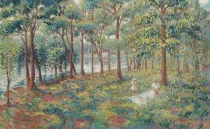Madame Lebasque Et Sa Fille Au Bord De La Marne by Henri Lebasque