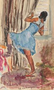 Derriere Les Jalousies Ou La Robe Bleue by Henri Lebasque
