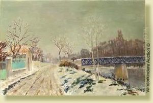 Chemin Enneige Le Long Du Canal by Horace Leblanc
