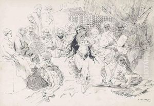 The Dance Of The Mask by Charles Auguste Lebourg