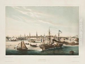 New York - Arrivee Du Paquebottransatlantique. by Louis Lebreton