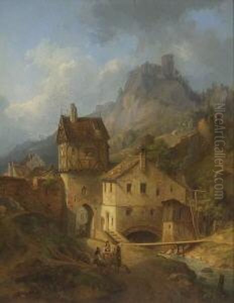 Das Obere Tor Von Riedenburg An Der Altmuhl Mit Der Alten Burg Rabenstein. - view 1