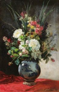Composition De Fleurs Dans Un Vase by Victor Leclaire