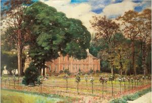 La Roseraie Devant Le Chateau. by Victor Leclaire