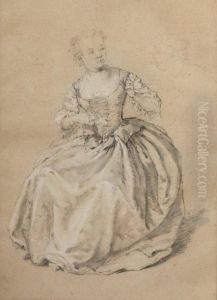 Jeune Fille A La Robe Bouffante Et Aucorsage Decollete by Sebastien Jacques Leclerc Des Gobelins