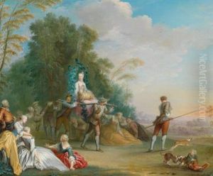Eine Bauerliche Brautwerbung:die Braut Wird Entfuhrt by Sebastien Jacques Leclerc Des Gobelins