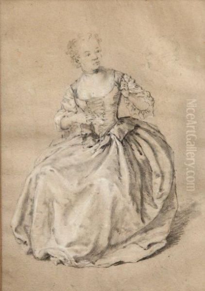 Jeune-fille A La Robe Bouffante Et Aucorsage Decollete - view 1