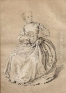 Jeune-fille A La Robe Bouffante Et Aucorsage Decollete by Sebastien Jacques Leclerc Des Gobelins