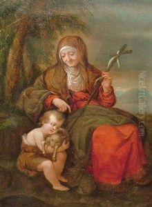 Follower Of Sebastien Leclerc Ii -- Saint Elizabeth With The Infant Saint John The Baptist