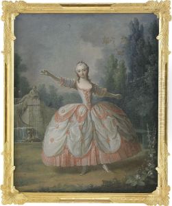 Dansande Flicka I Parklandskap by Charles Emmanuel Joseph Leclercq