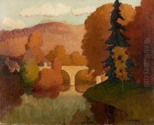 L'automne Au Pont Du Vey, Clecy by Jean-Baptiste Lucien