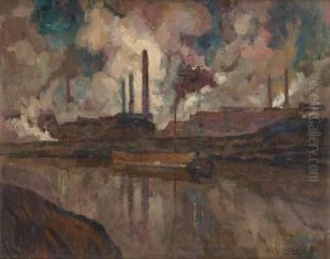 Coucher De Soleil Sur La Sambre by Victor Leclercq
