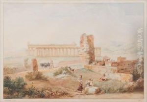 Paysans Sardes Se Reposant Pres Des Ruines D'un Temple by Jean-Francois Joseph Lecointe