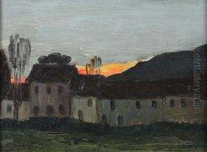 Villageat Sunset by Emile Lecomte
