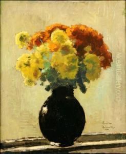 Vase Garni De Fleurs by Emile Lecomte
