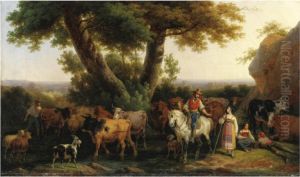 Paesaggio Pastorale Nella Campagna Romana by Hippolyte Lecomte